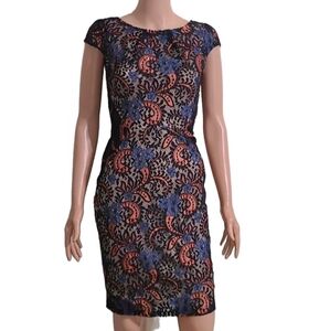 KLd Signature Black lace dress round Neck short sleeves Size S Small‎